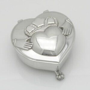 Mullingar Pewter Heart Shaped Claddagh Musical (Danny Boy) Jewelry Box Ireland